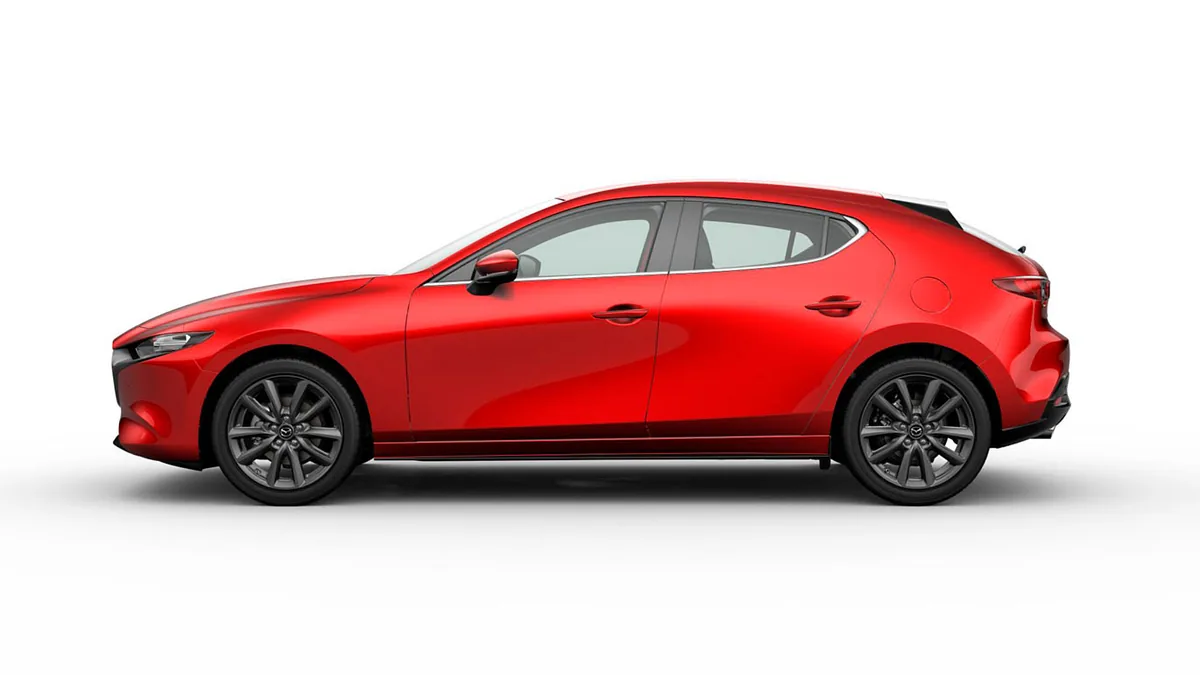 Mazda 3 2.5L e-Skyactiv G MHEV 140CV 6AT Centre-Line RD en renting en Barcelona — Lateral